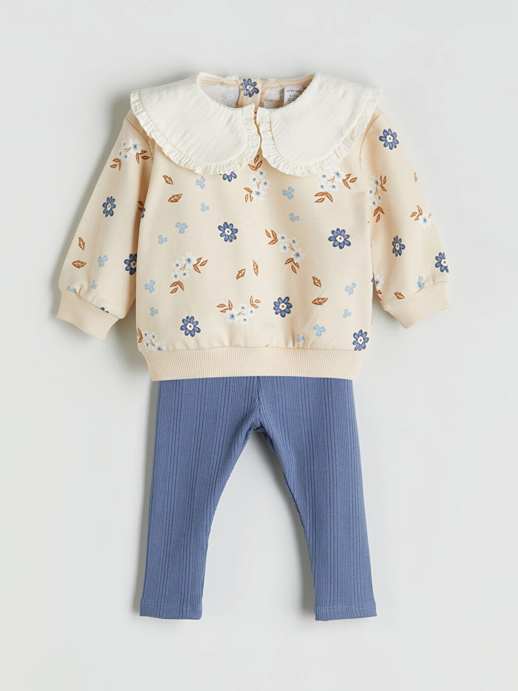 LCW baby Peter Pan Collar Baby Girls' Sweatshirt and Leggings 2 Pack -W57838Z1-LQB