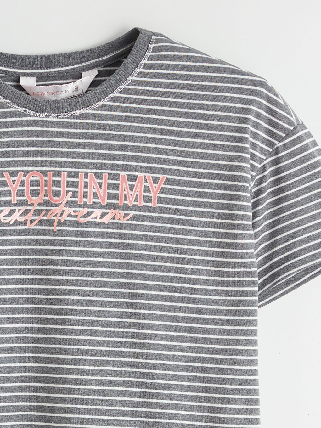 Karışık Bisiklet Yaka Çizgili Kadın Pijama Üstü-6