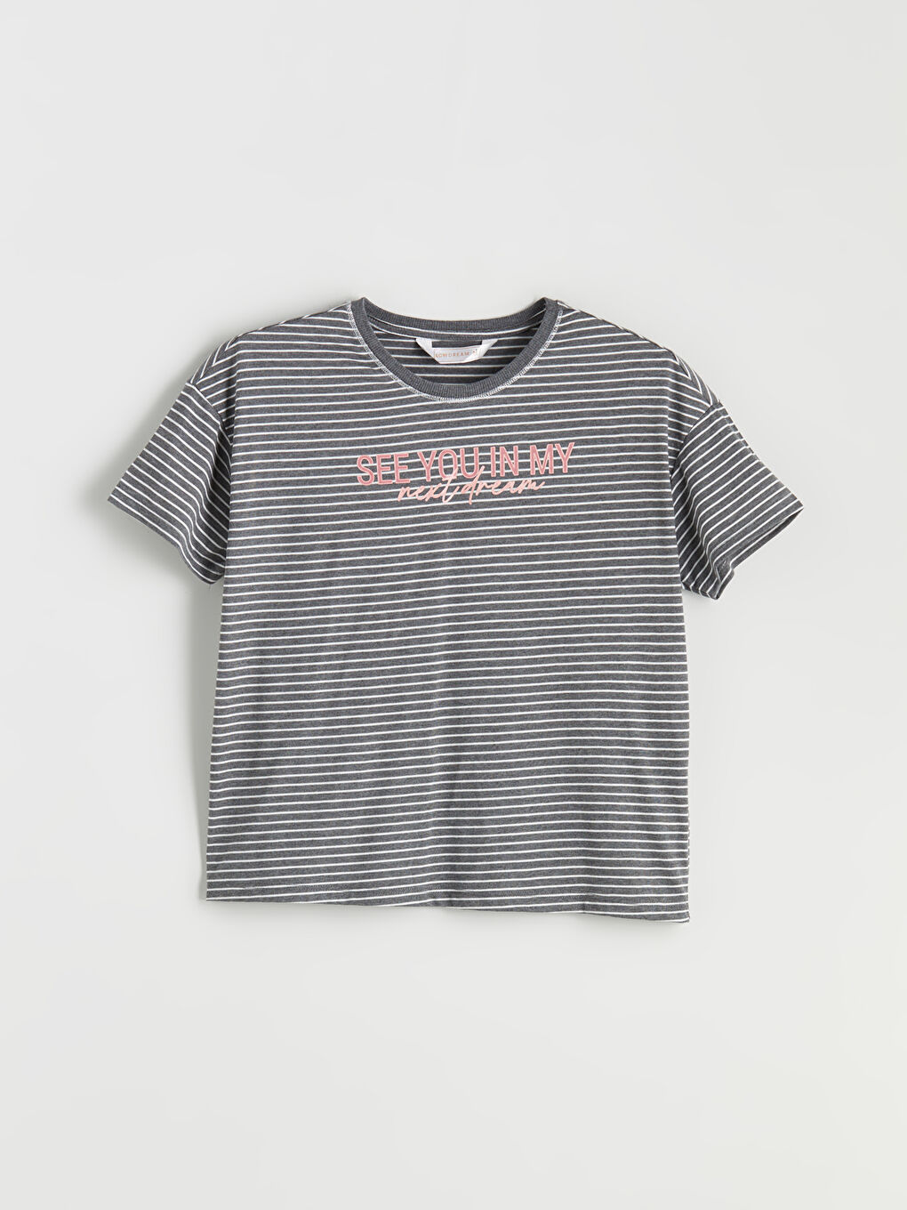 Karışık Bisiklet Yaka Çizgili Kadın Pijama Üstü-4