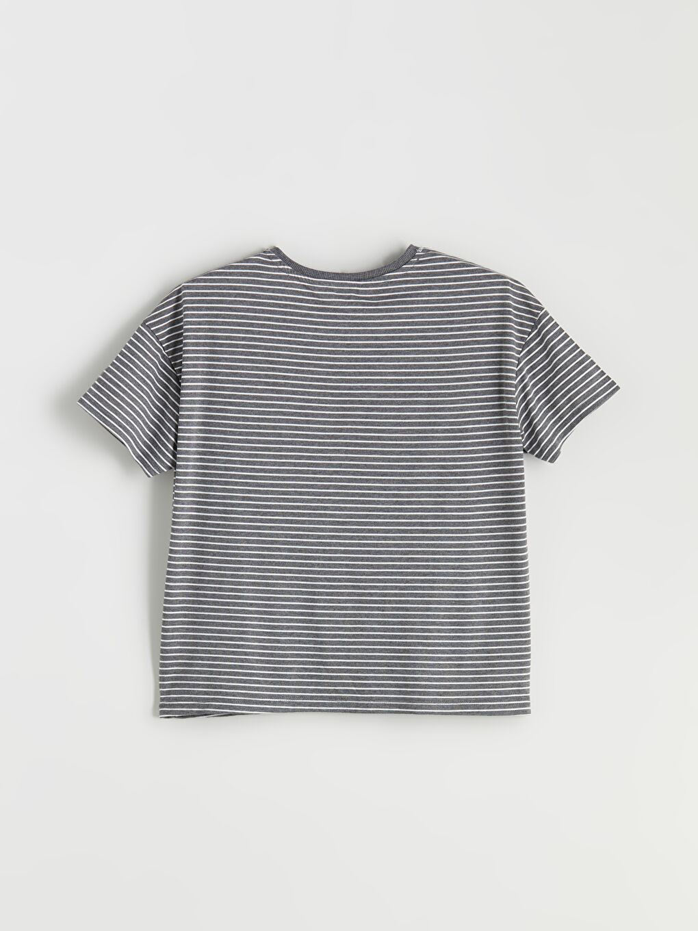 Karışık Bisiklet Yaka Çizgili Kadın Pijama Üstü-5