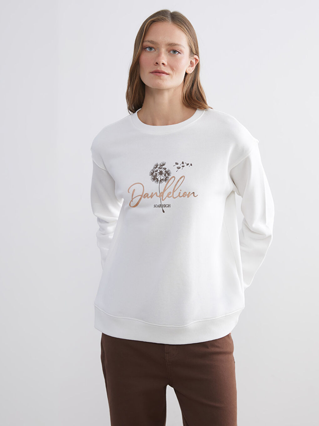 Crew Neck Printed Women's Sweatshirt