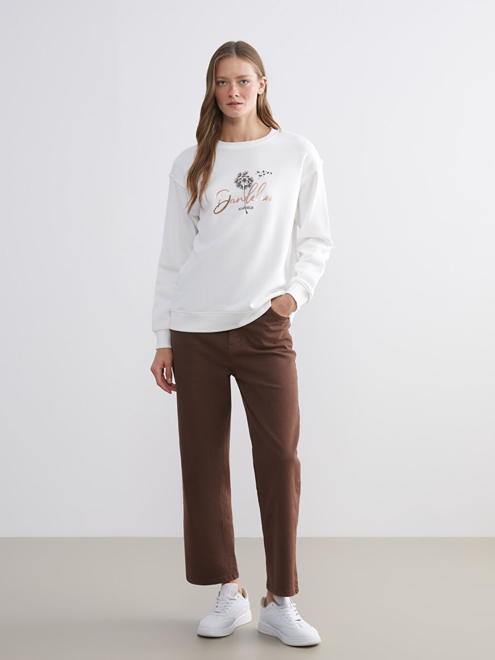 Crew Neck Printed Women's Sweatshirt-1