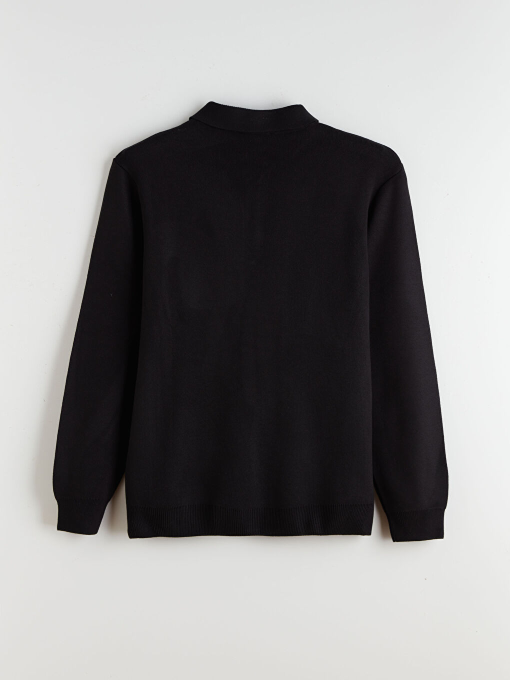 Siyah Polo Yaka Erkek Triko Kazak-5