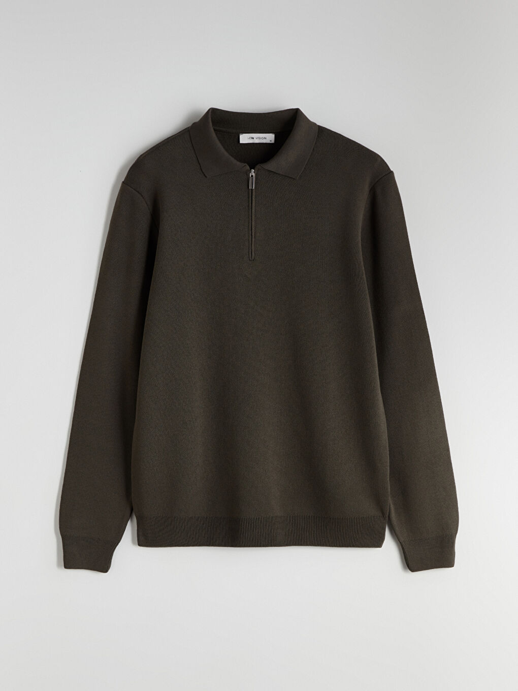 Haki Polo Yaka Erkek Triko Kazak-4