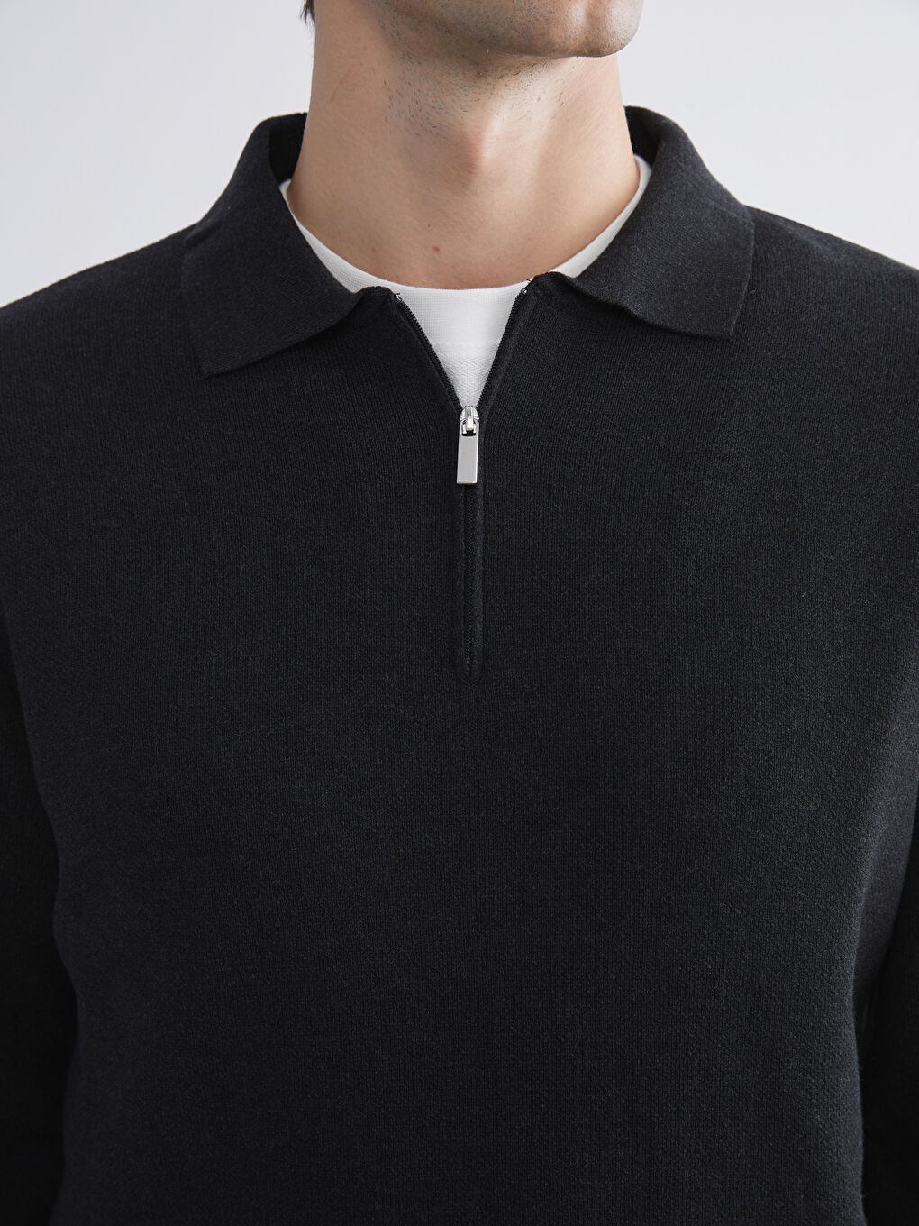 Antrasit Polo Yaka Erkek Triko Kazak-2