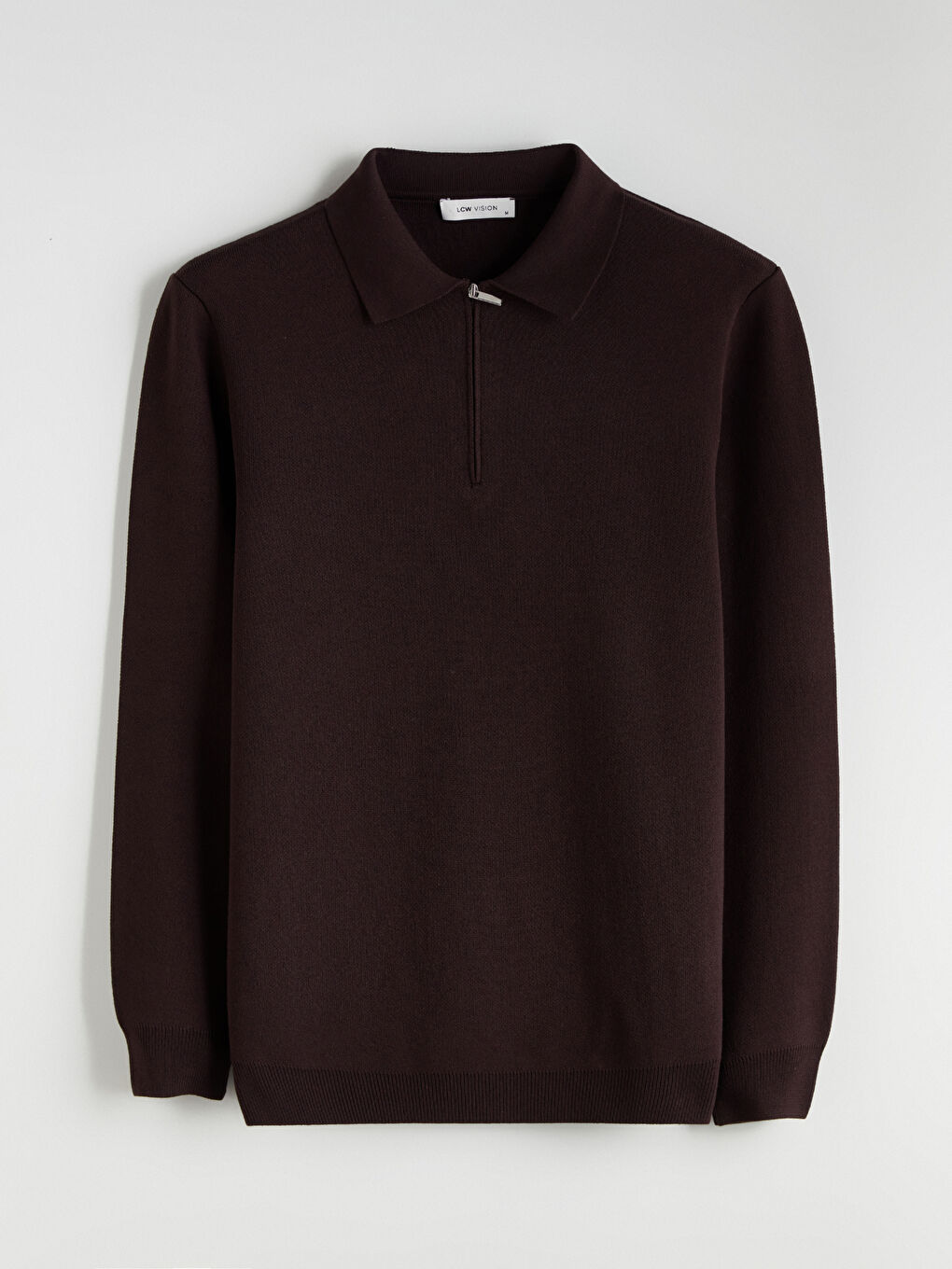 Kahverengi Polo Yaka Erkek Triko Kazak-4