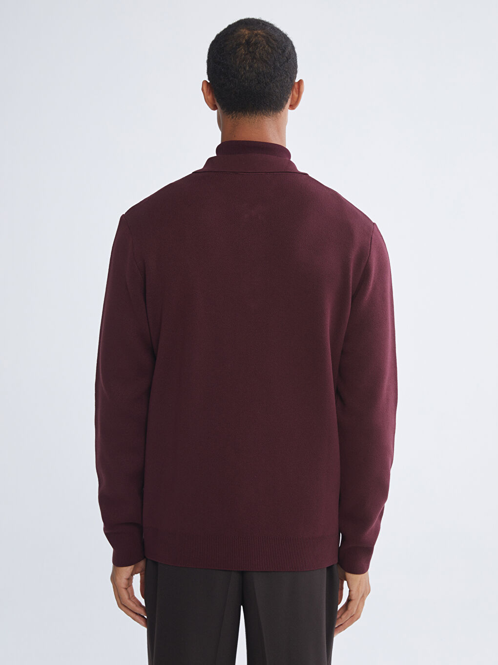 Bordo Polo Yaka Erkek Triko Kazak-3