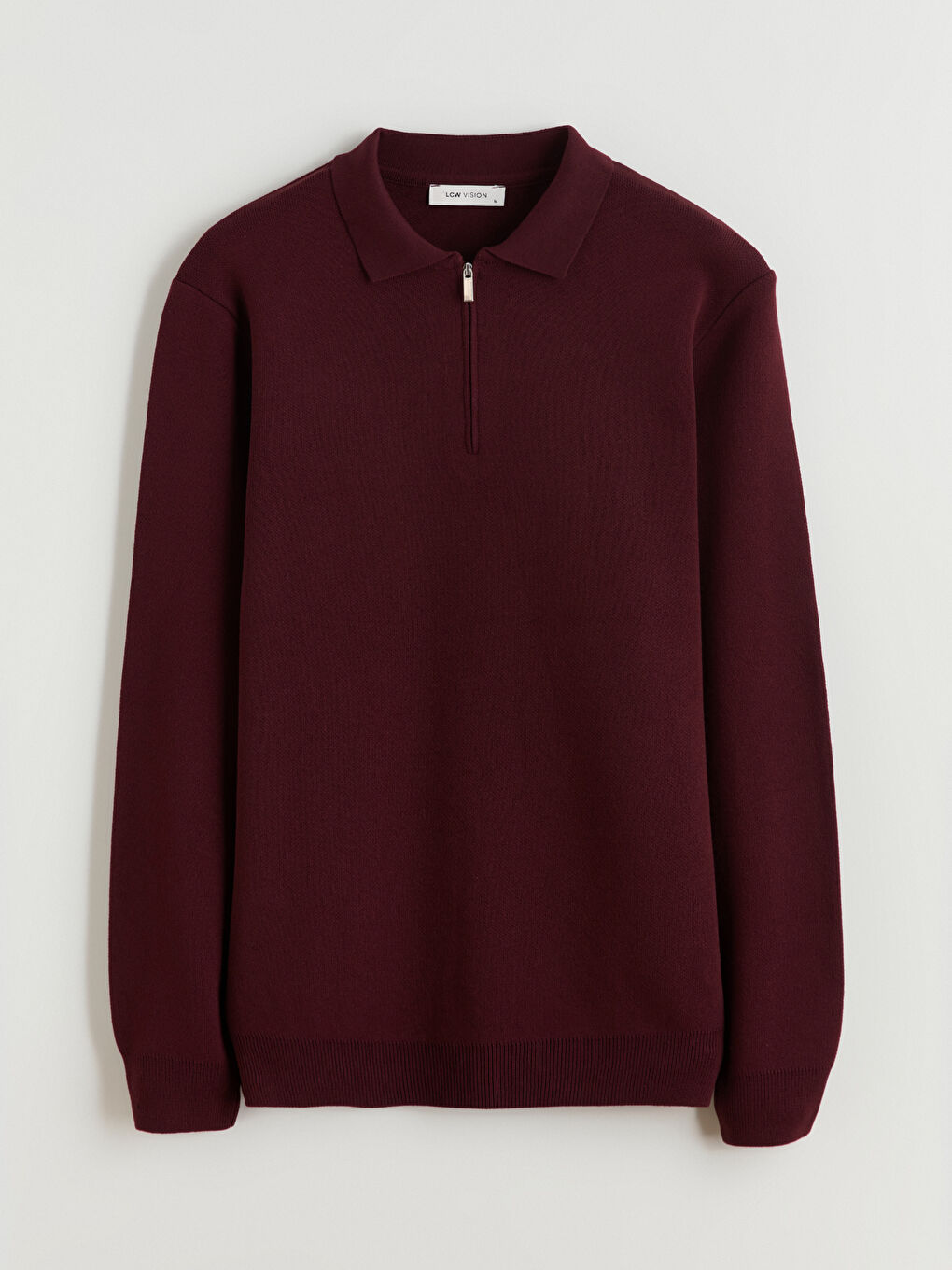 Bordo Polo Yaka Erkek Triko Kazak-4