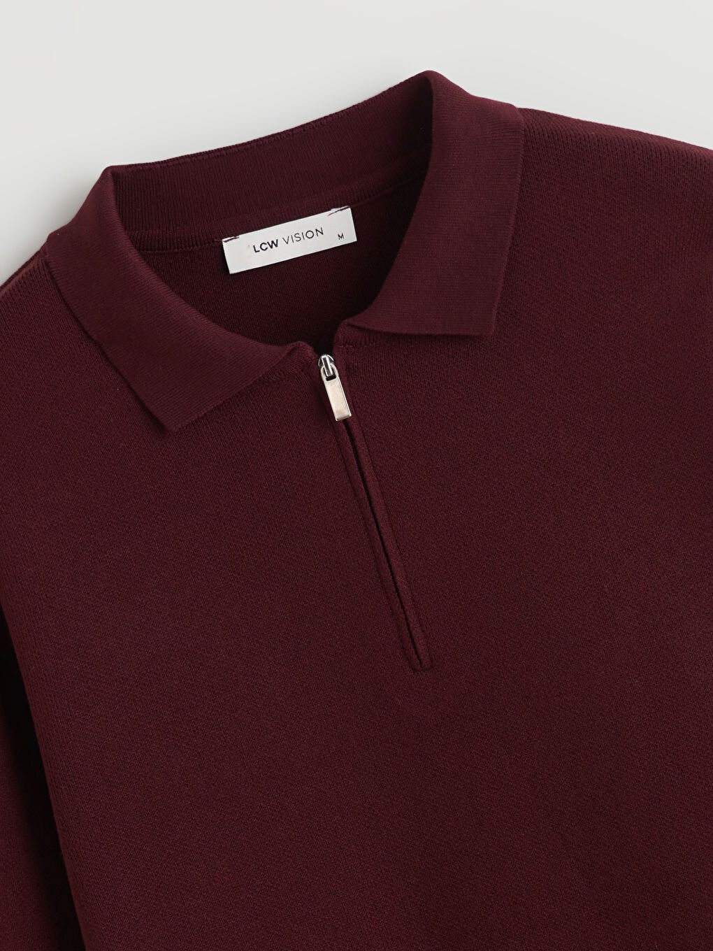 Bordo Polo Yaka Erkek Triko Kazak-5