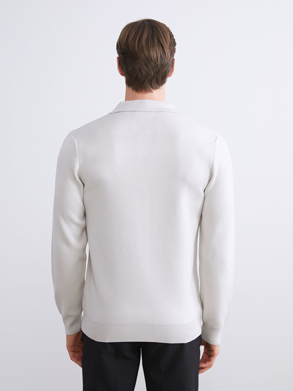 Bej Polo Yaka Erkek Triko Kazak-3