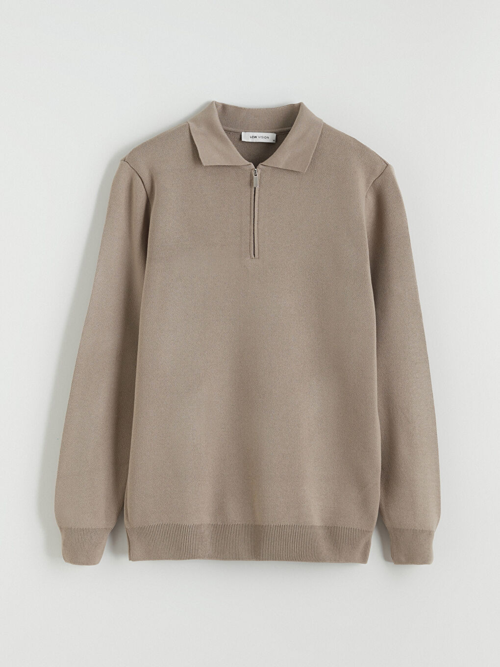 Kahverengi Polo Yaka Erkek Triko Kazak-4