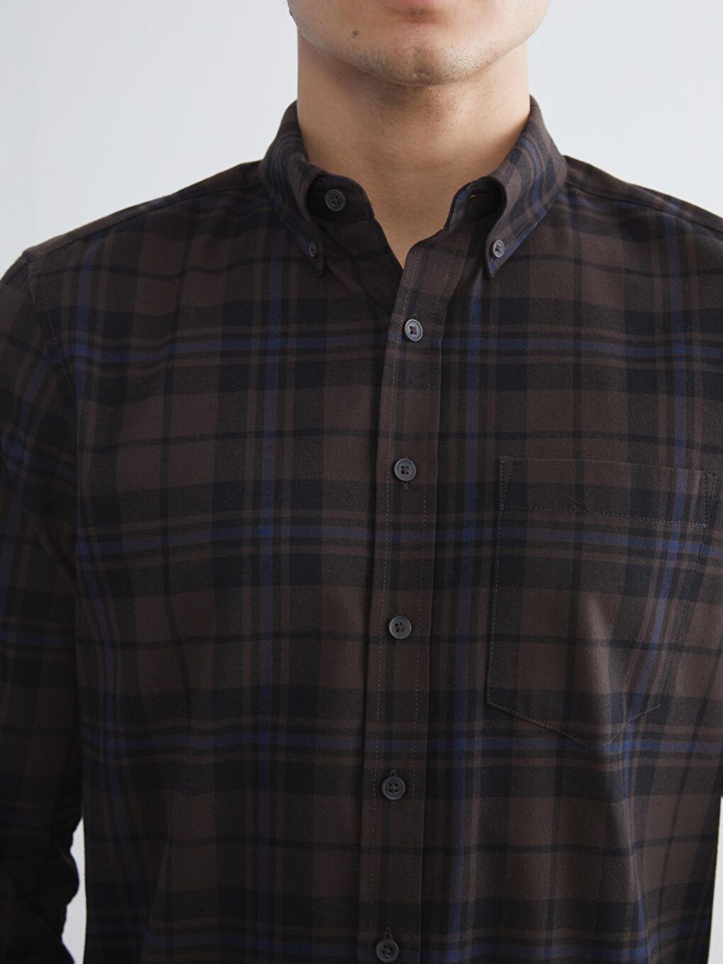 LCWAIKIKI Classic Regular Fit Long Sleeve Plaid Gabardine Men's Shirt -W57933Z8-LLL