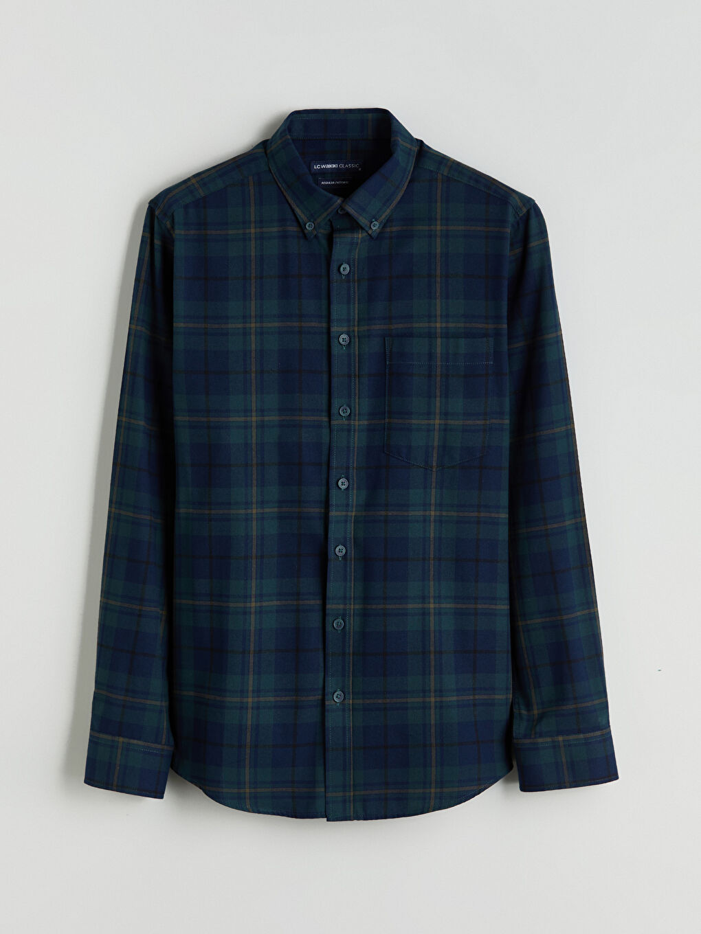 LCWAIKIKI Classic Regular Fit Long Sleeve Plaid Gabardine Men's Shirt -W57933Z8-LME