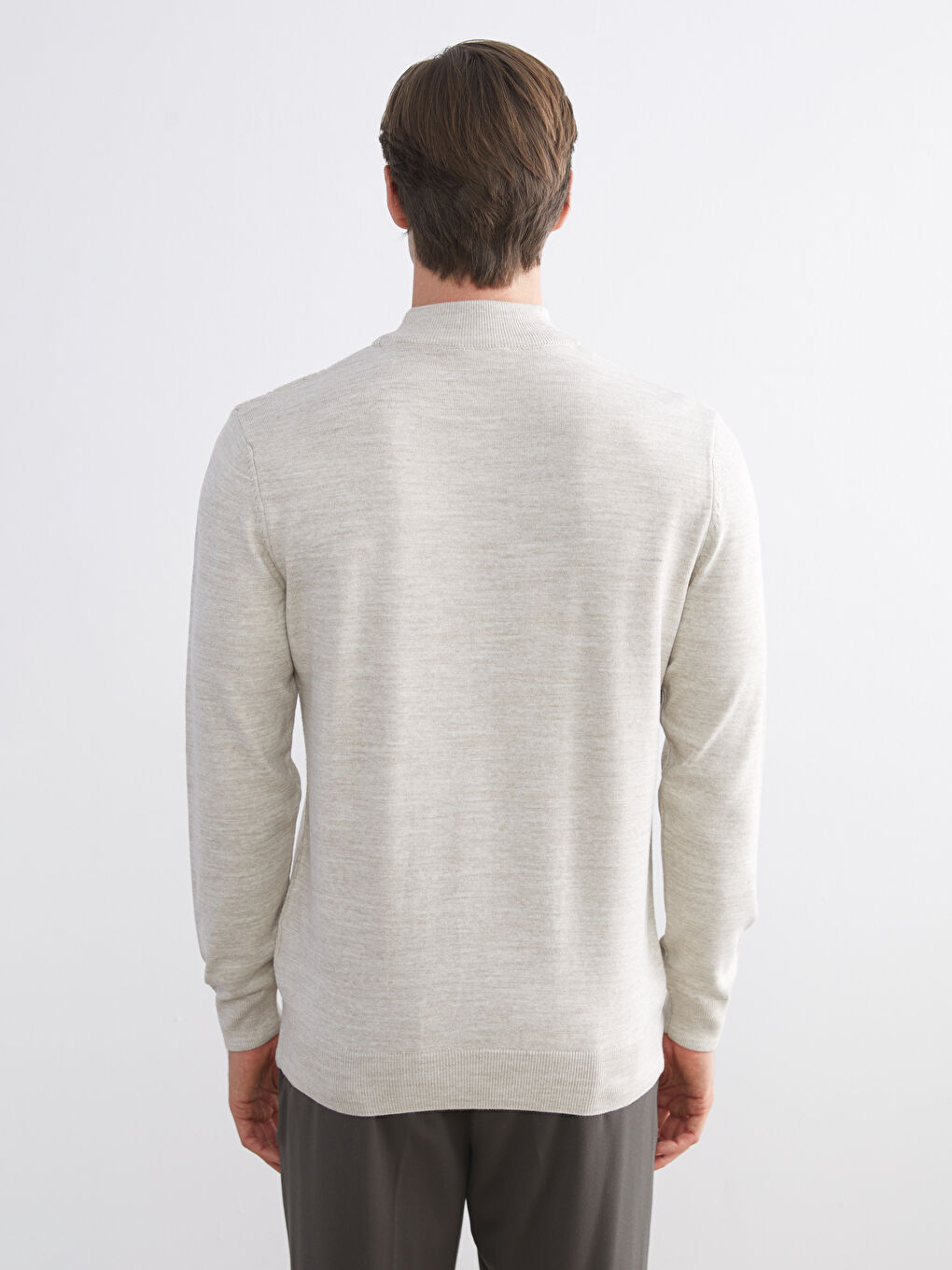 Bej Yarım Balıkçı Yaka Erkek Triko Kazak-3