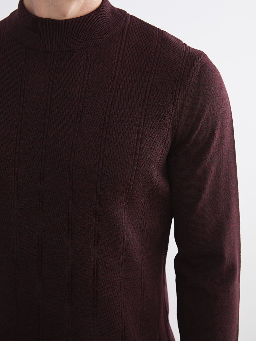 Bordo Yarım Balıkçı Yaka Erkek Triko Kazak-2