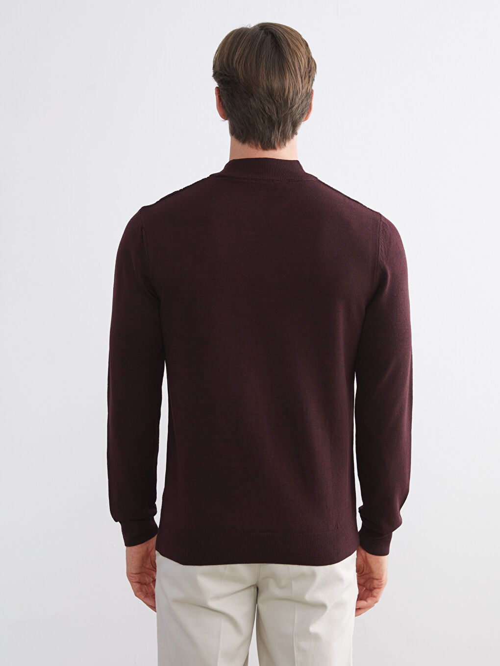 Bordo Yarım Balıkçı Yaka Erkek Triko Kazak-3