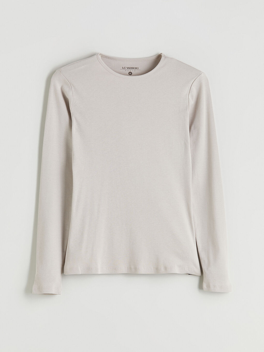 Gri Bisiklet Yaka Kadın Tişört-8