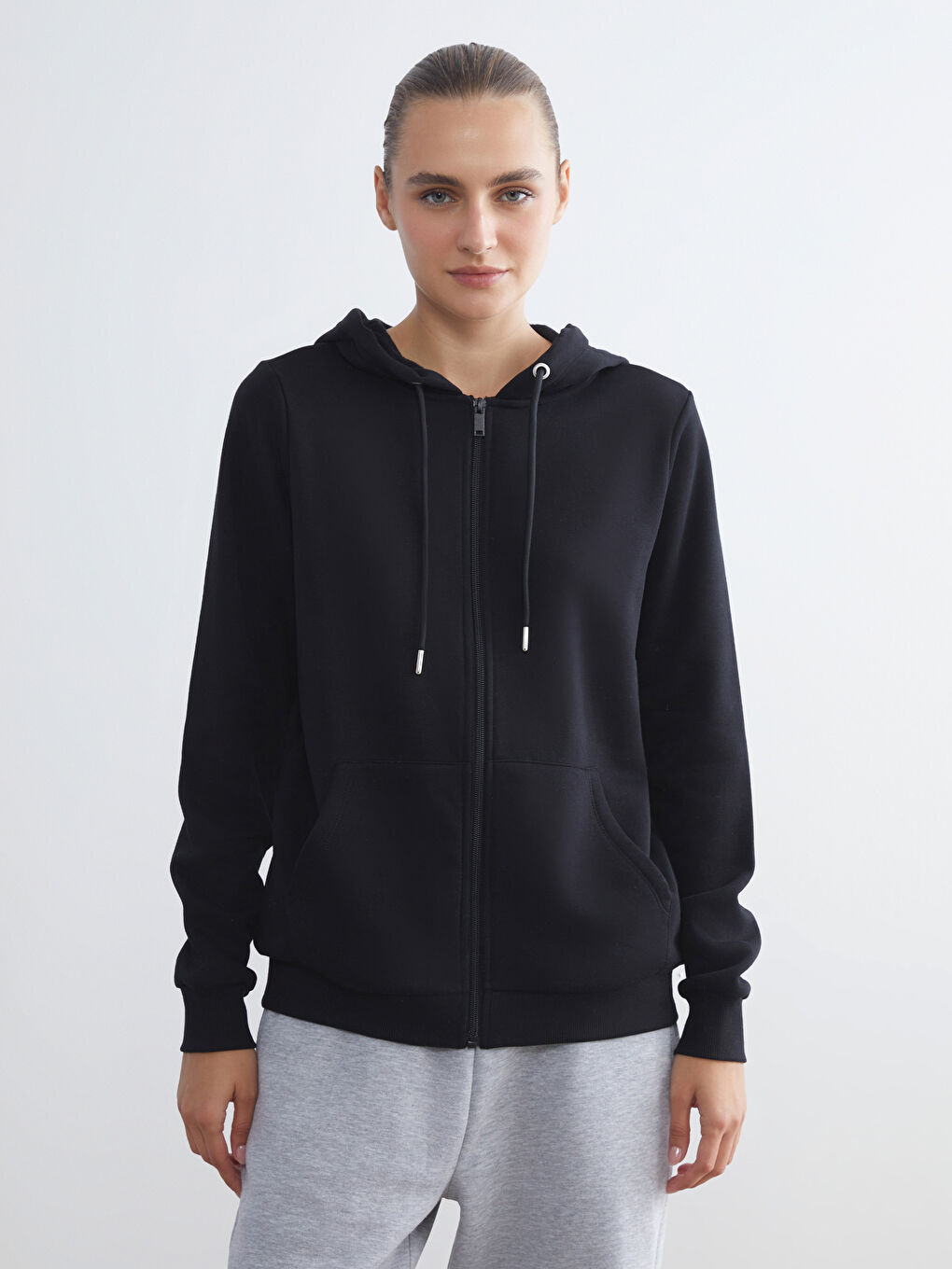 LCWAIKIKI Basic Hooded Women's Zip-Up Sweatshirt -W57947Z8-CVL