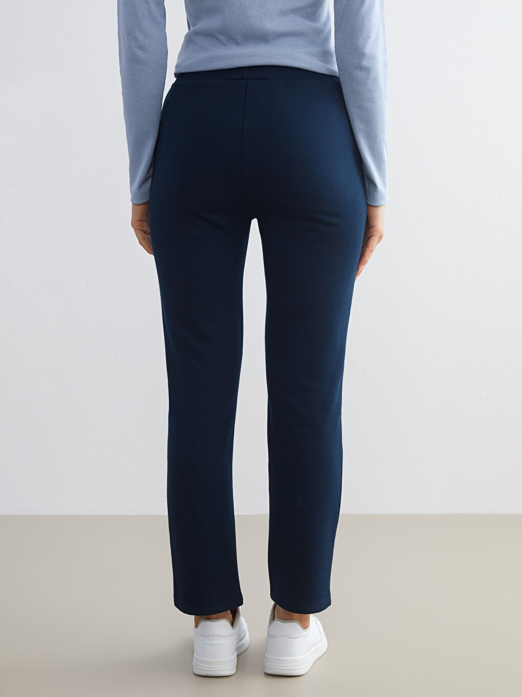 Lacivert Beli Lastikli Kadın Kalın Eşofman Altı-4