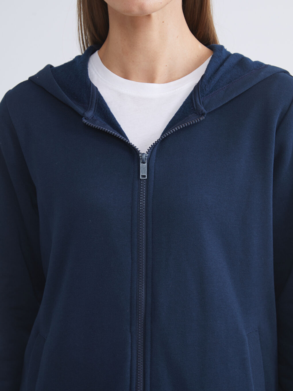 LCWAIKIKI Basic Hooded Women's Thick Zip-Up Sweatshirt -W57949Z8-RFF