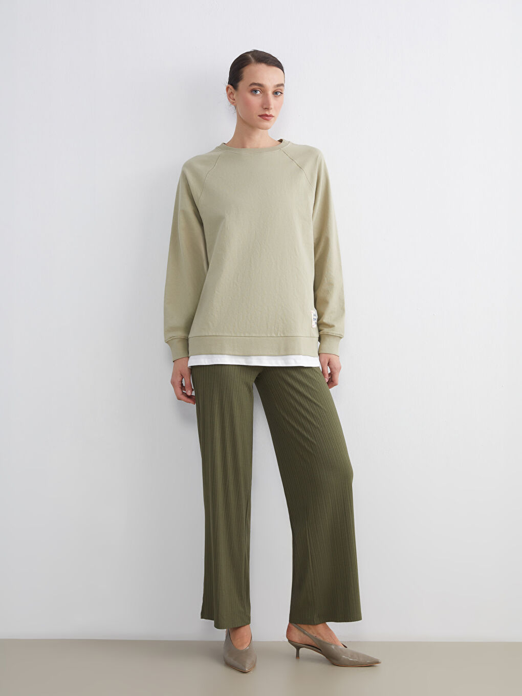 Elastic Waist Textured Women's Sweatpants