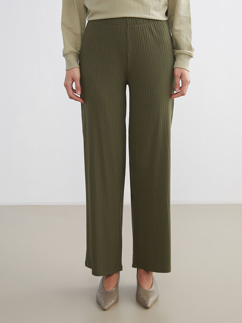 Elastic Waist Textured Women's Sweatpants-1