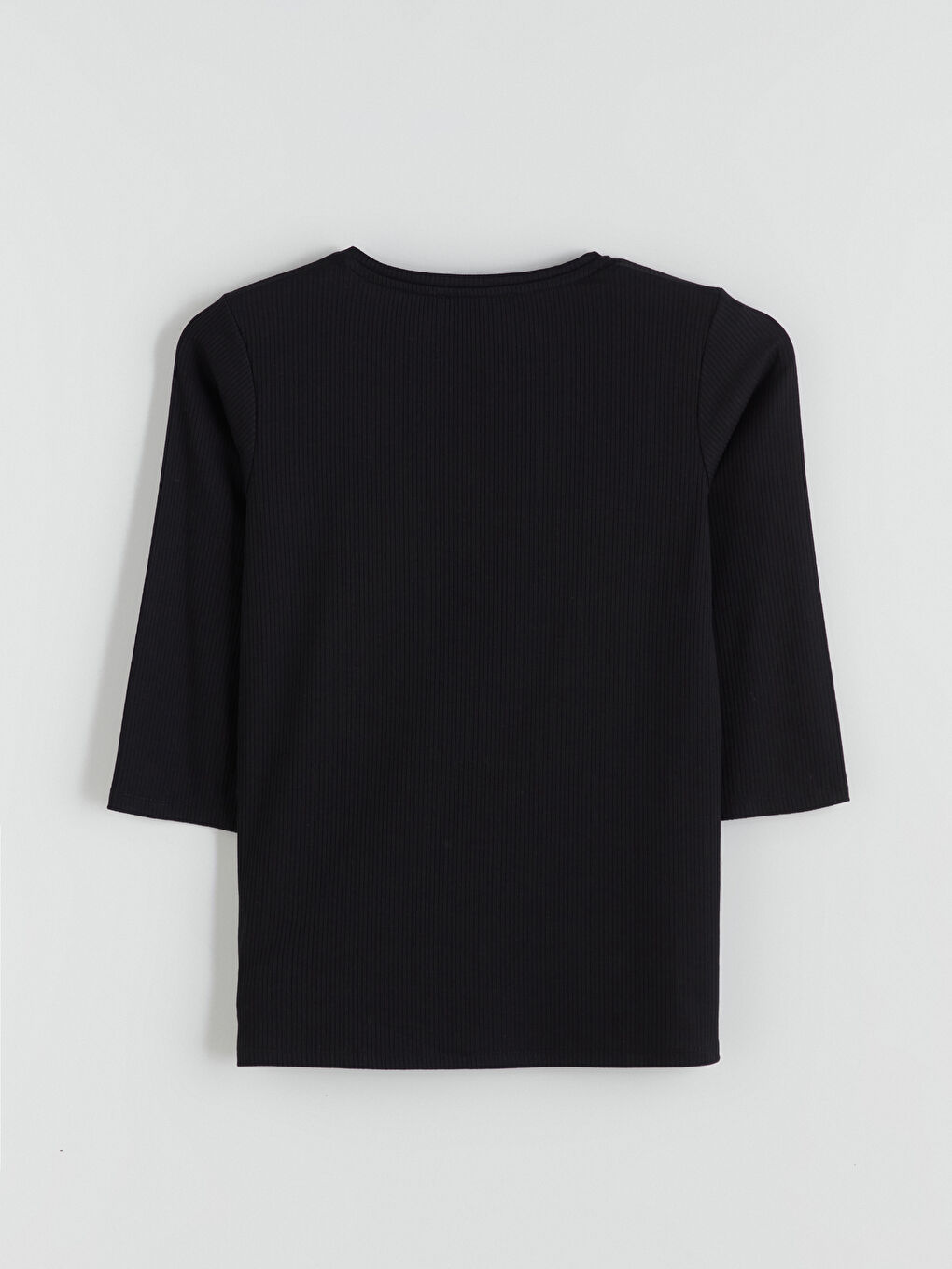 Siyah Bisiklet Yaka Kadın Tişört-8