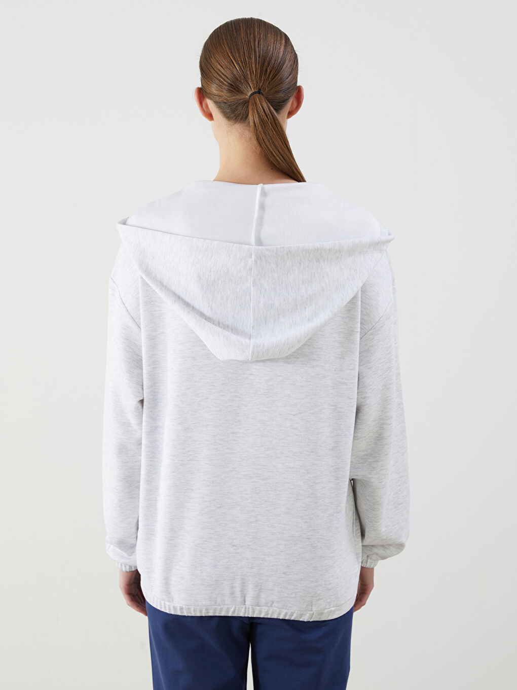 LCWAIKIKI Classic Hooded Oversize Women's Zipper Sweatshirt -W57958Z8-847