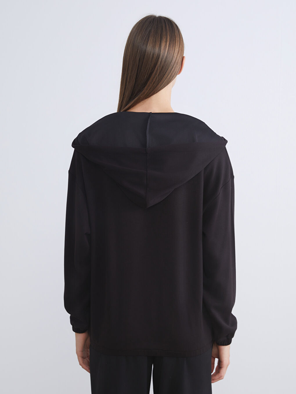 LCWAIKIKI Classic Hooded Oversize Women's Zipper Sweatshirt -W57958Z8-CVL