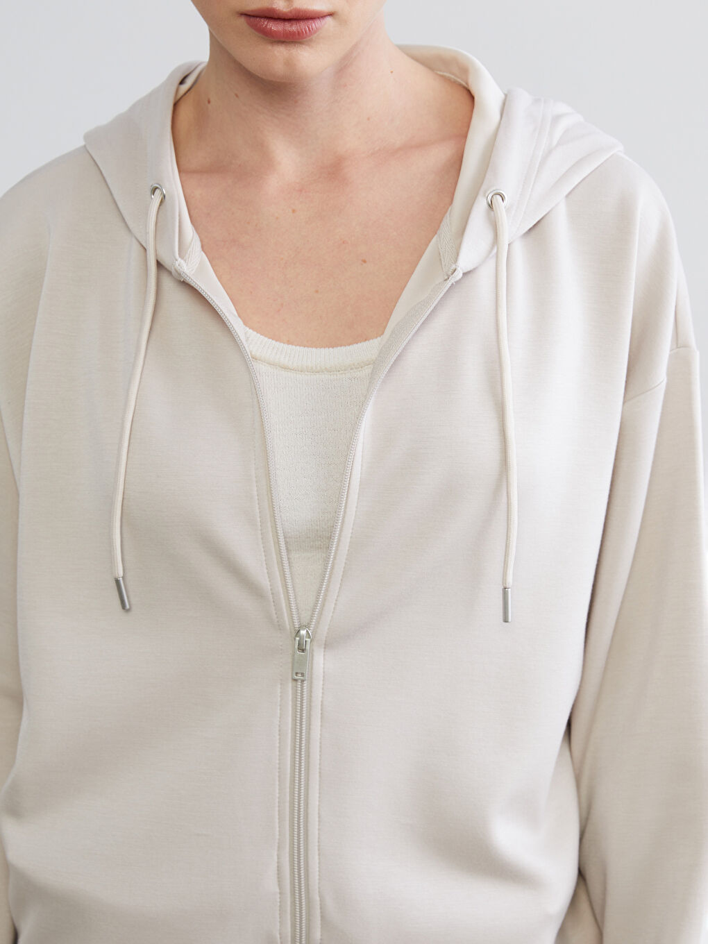 Hooded Oversize Women's Zipper Sweatshirt-2