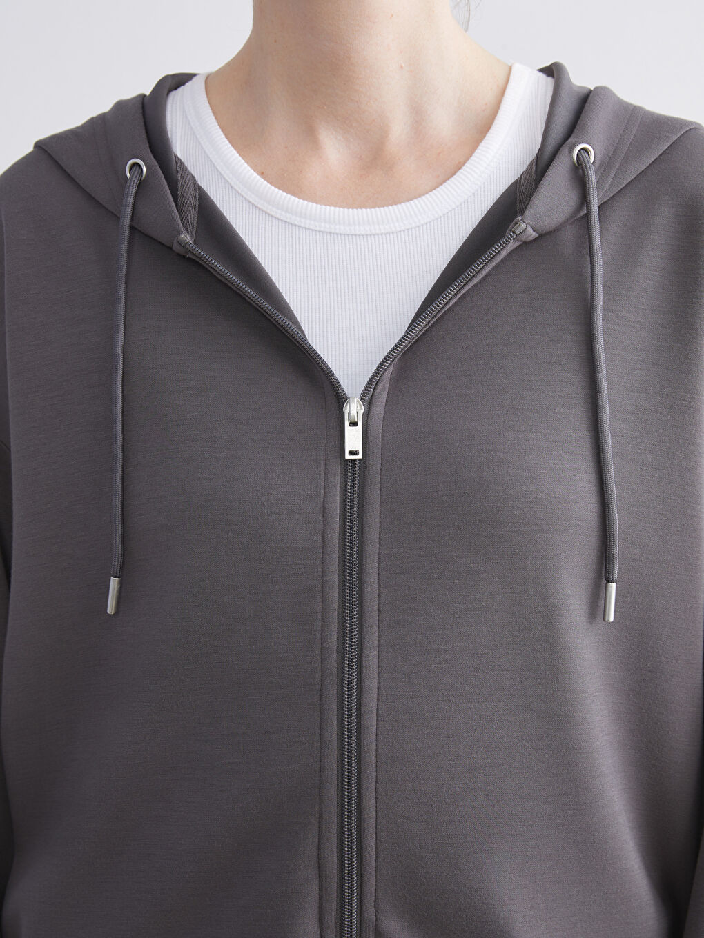 Hooded Oversize Women's Zipper Sweatshirt-2