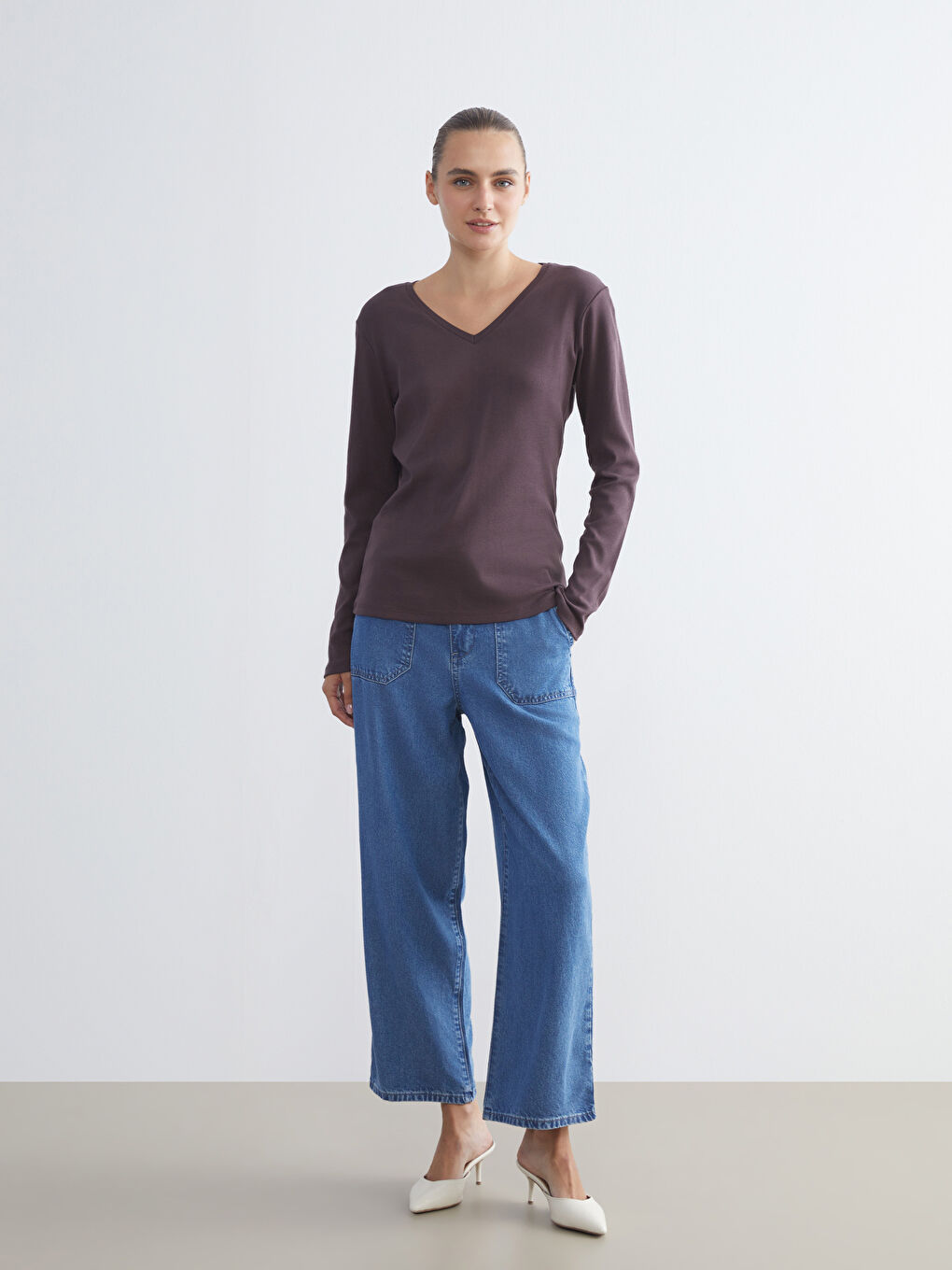 Plus Size V-Neck Women's T-Shirt-2