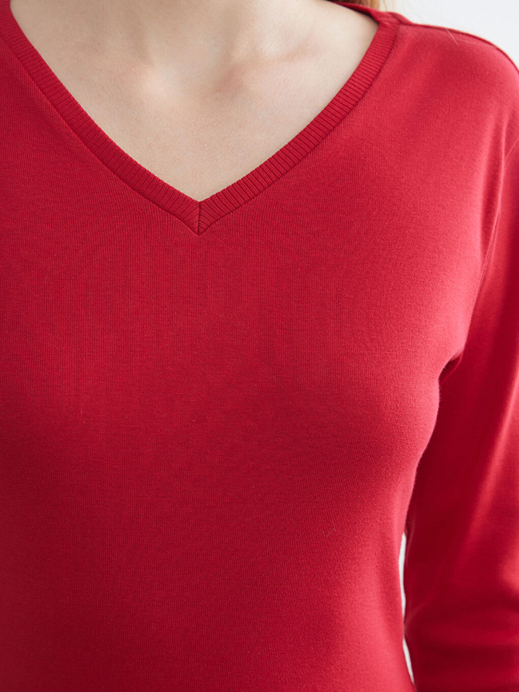 LCWAIKIKI Basic V Neck Women's T-Shirt -W57961Z8-HKP