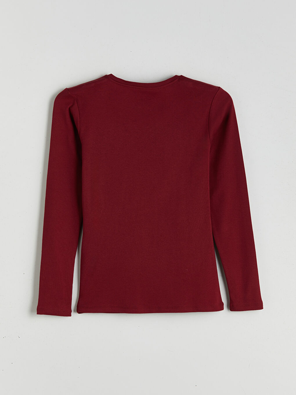 Bordo V Yaka Uzun Kollu Kadın Tişört-7