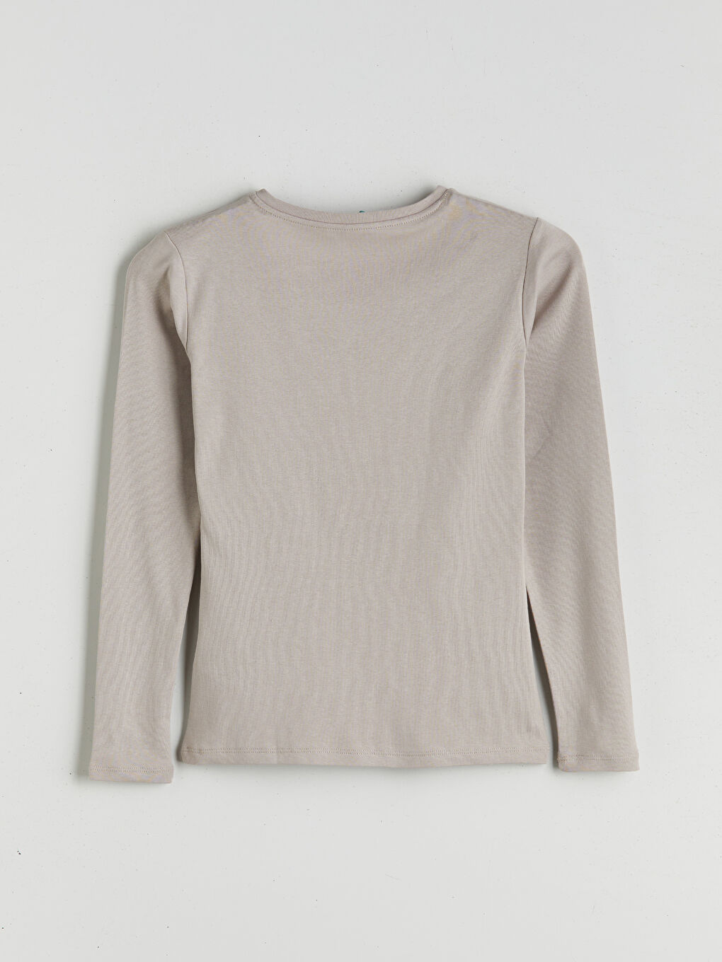 Bej V Yaka Uzun Kollu Kadın Tişört-7