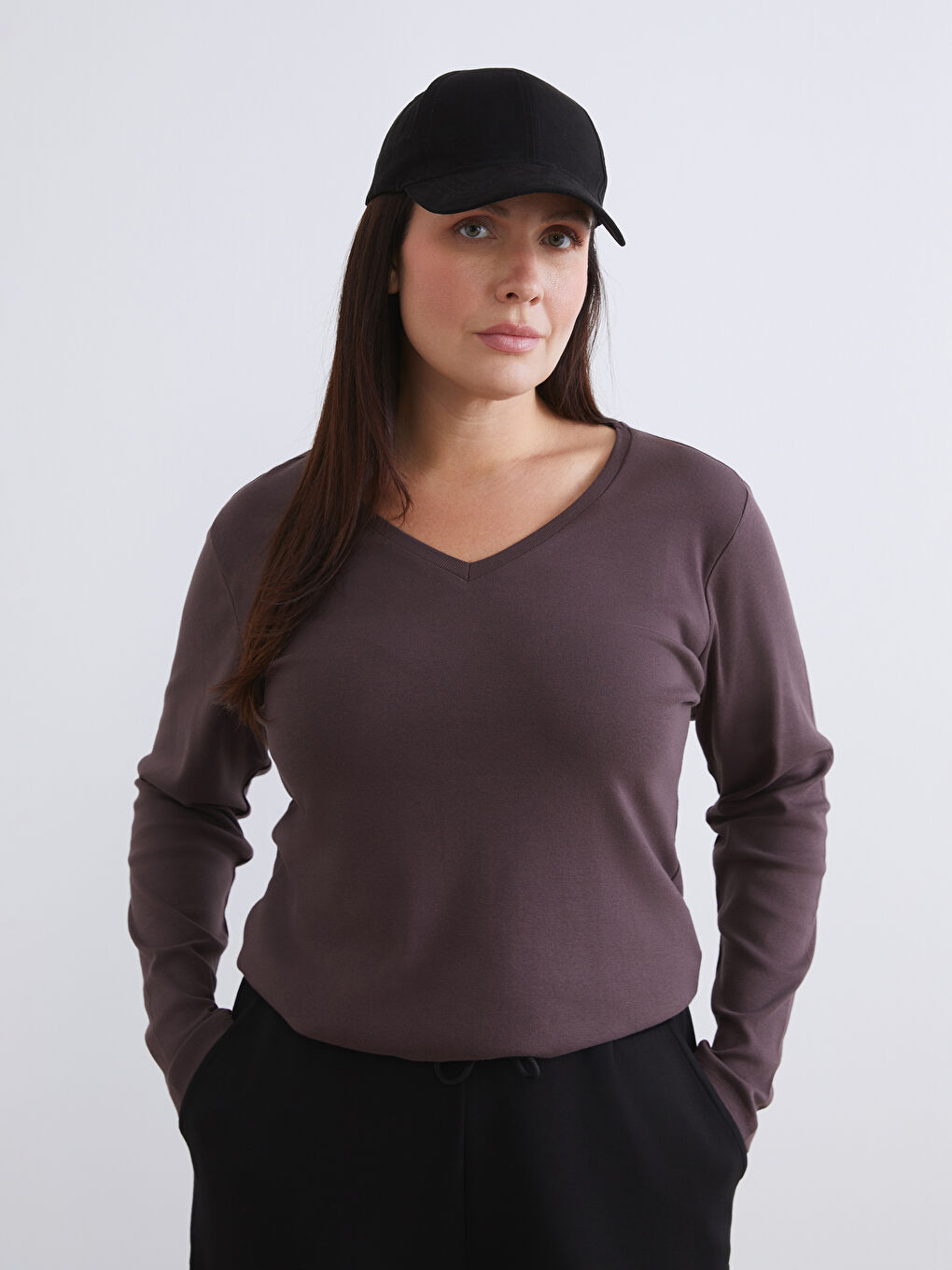 Plus Size V-Neck Women's T-Shirt-1