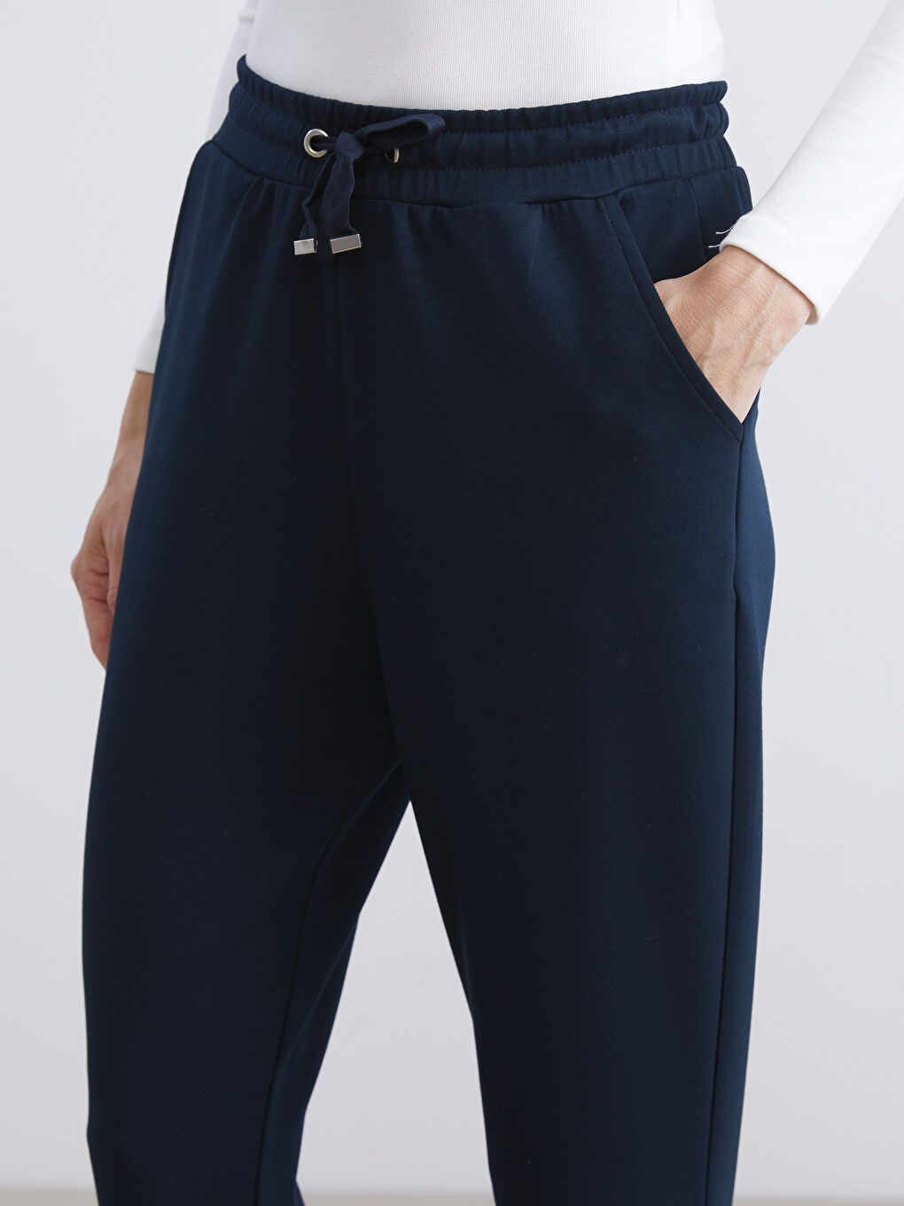 Lacivert Beli Lastikli Kadın Eşofman Altı-2