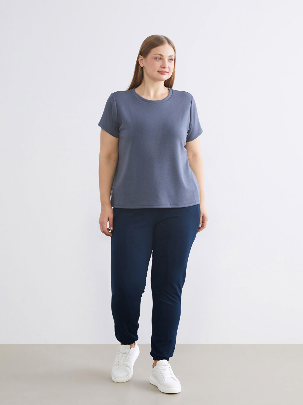 Lacivert Beli Lastikli Kadın Jogger Eşofman Altı-1