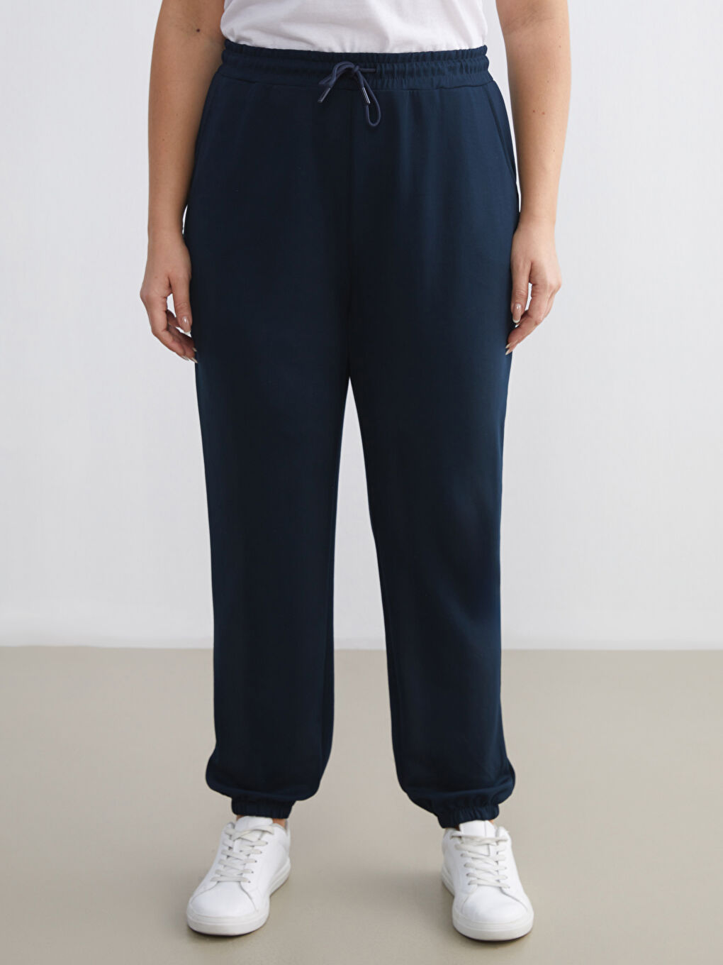 Lacivert Beli Lastikli Kadın Jogger Eşofman Altı-5