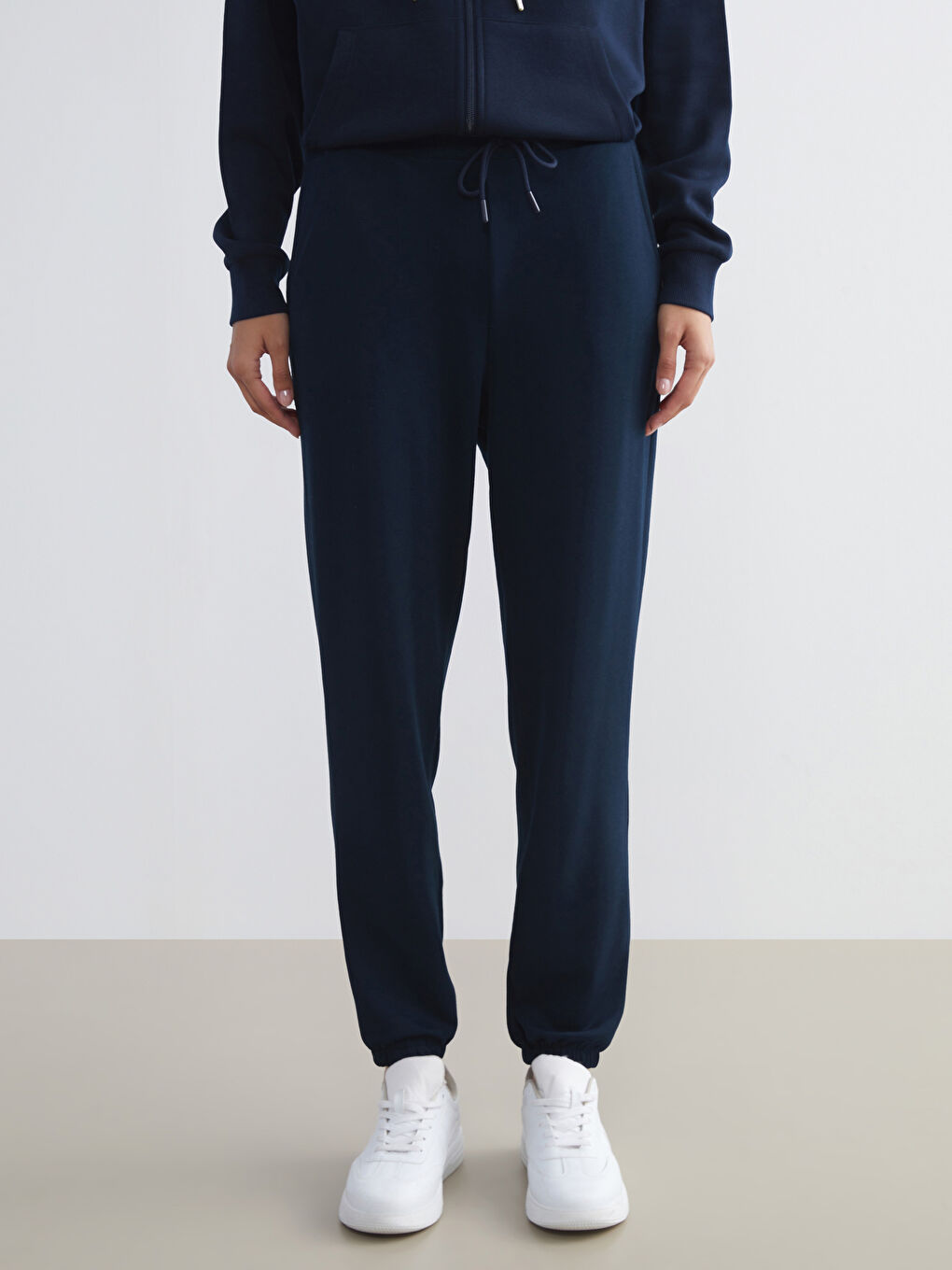 Lacivert Beli Lastikli Kadın Jogger Eşofman Altı-2