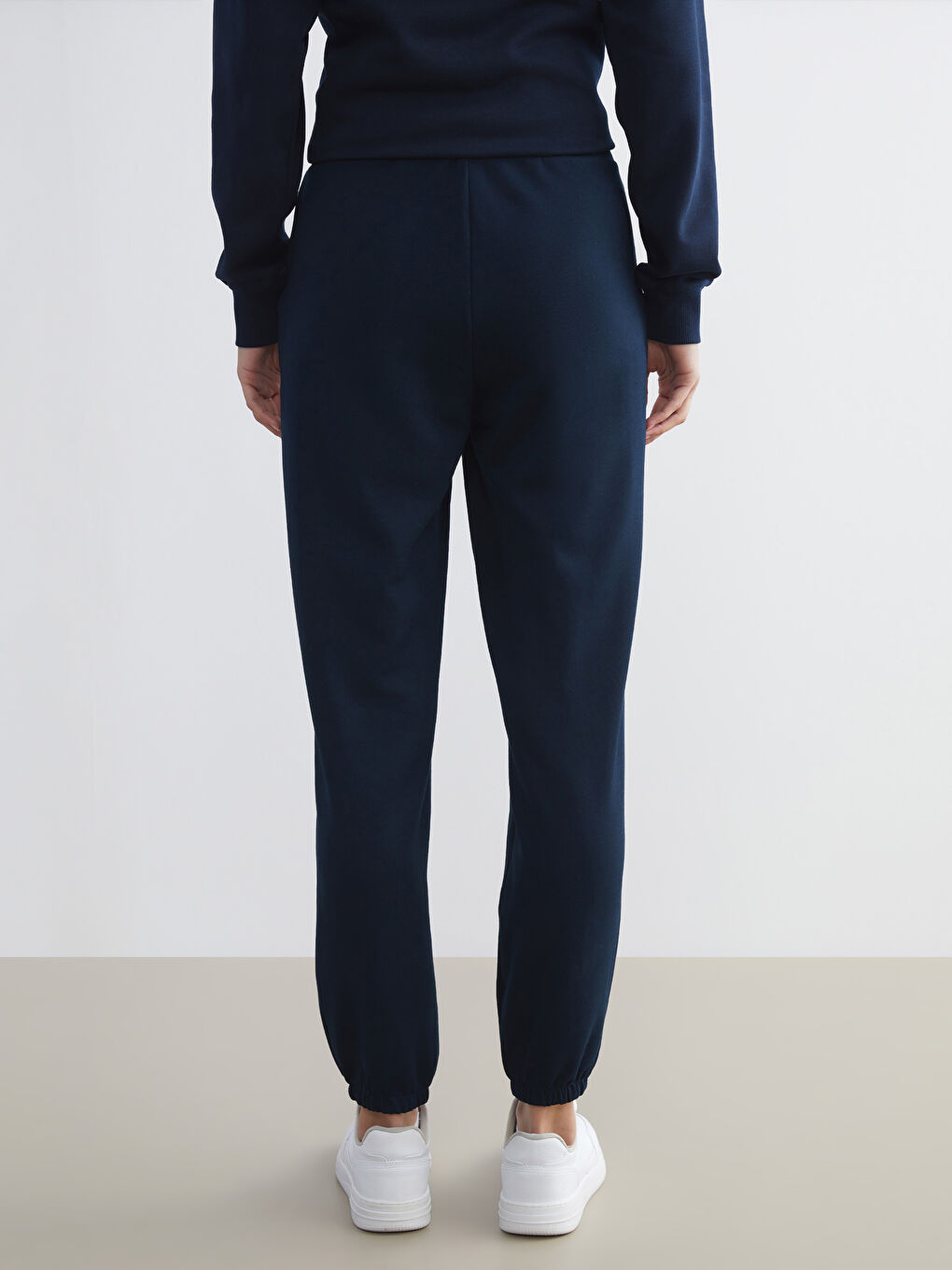 Lacivert Beli Lastikli Kadın Jogger Eşofman Altı-4