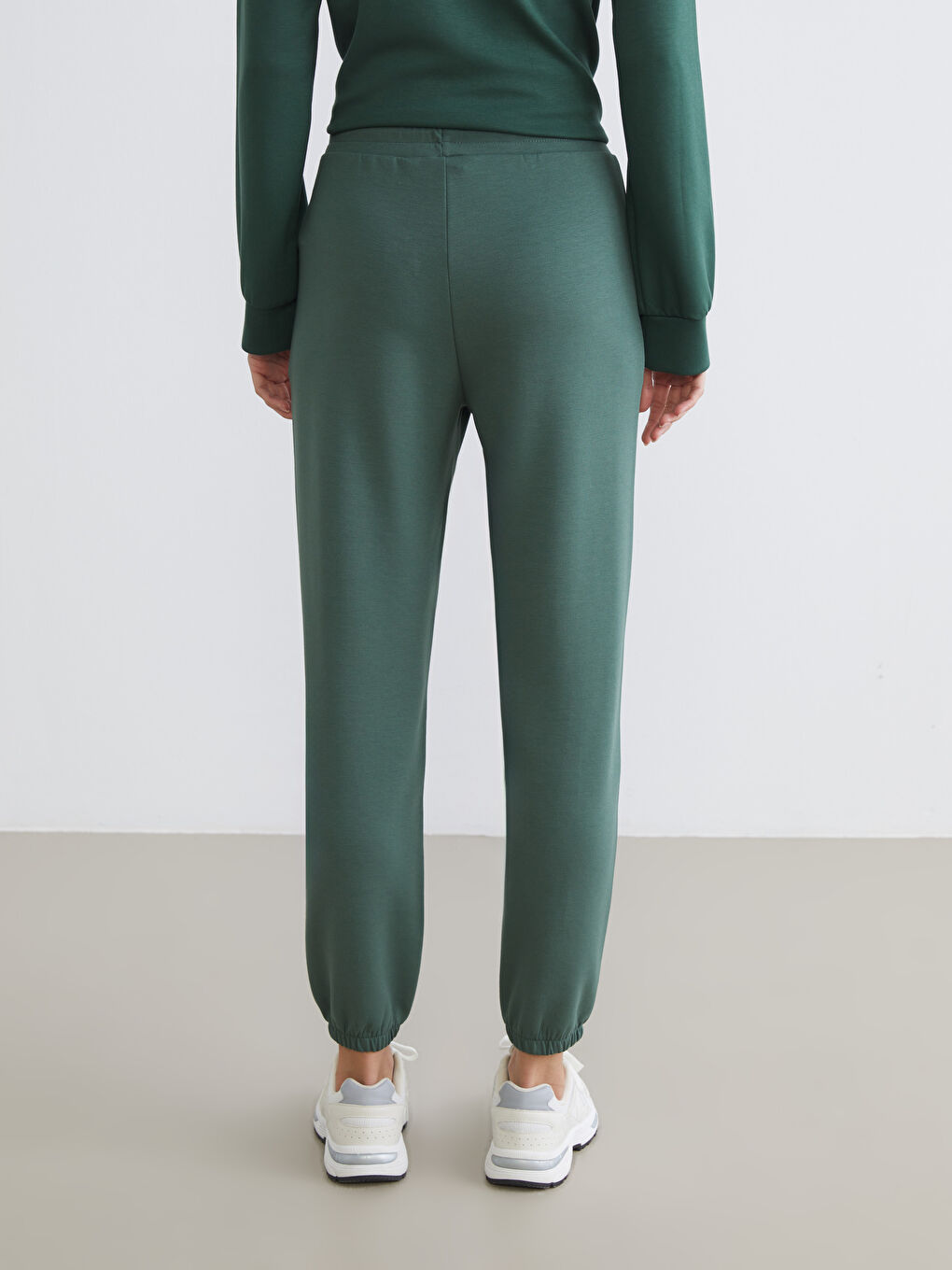 Yeşil Beli Lastikli Kadın Jogger Eşofman Altı-3