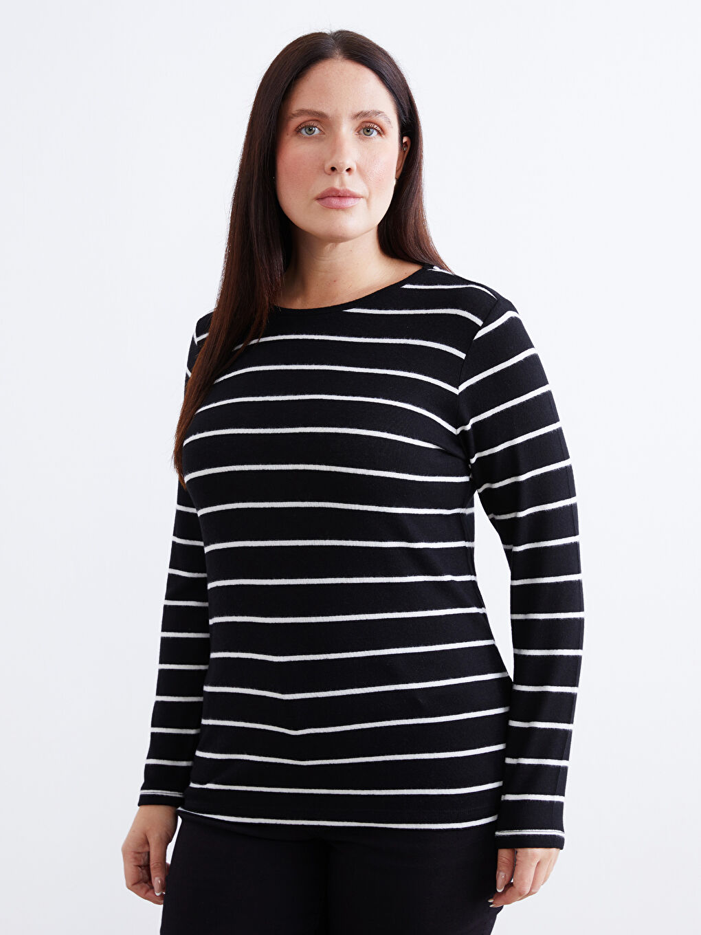Crew Neck Striped Women's T-Shirt-1