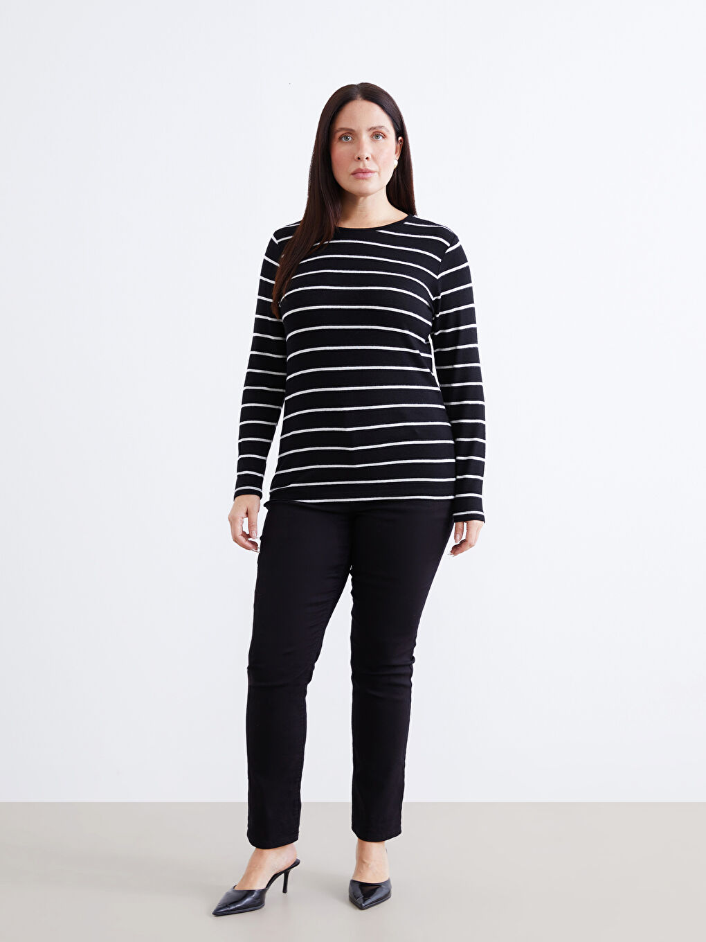 Crew Neck Striped Women's T-Shirt-5