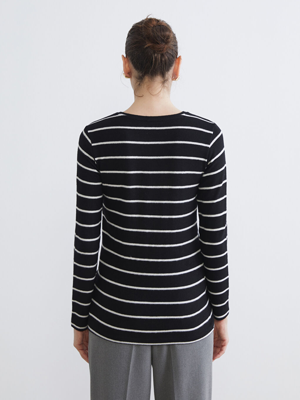 Crew Neck Striped Women's T-Shirt-4