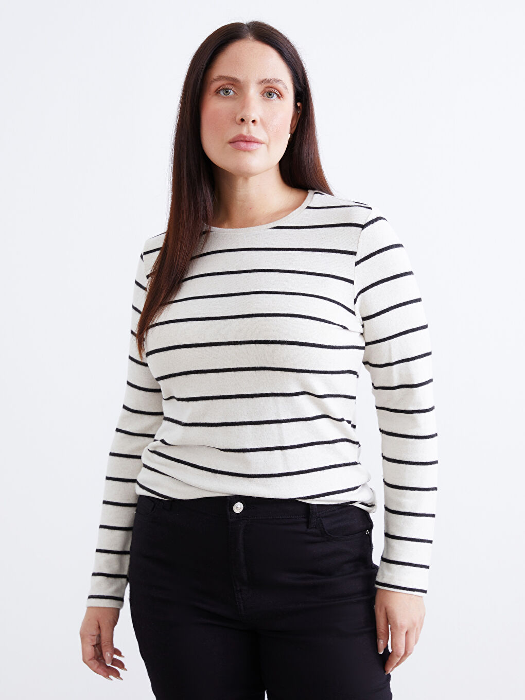 Crew Neck Striped Women's T-Shirt-1