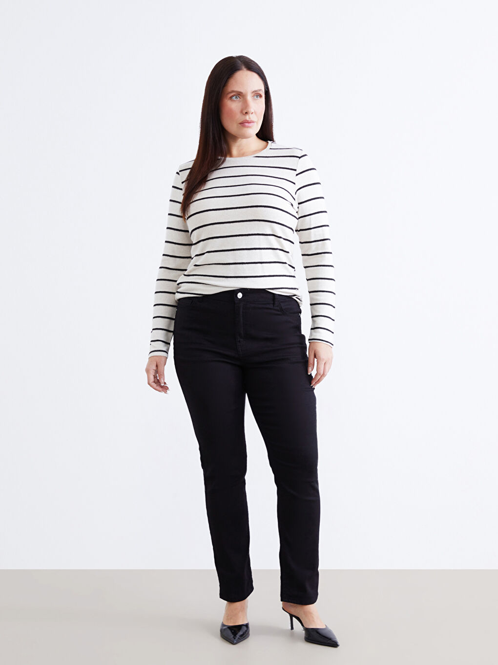 Crew Neck Striped Women's T-Shirt-5