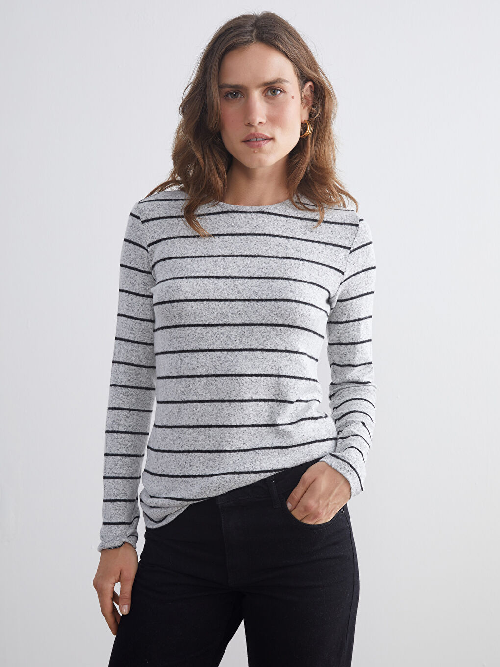 LCWAIKIKI Classic Crew Neck Striped Women's T-Shirt -W57972Z8-LFY
