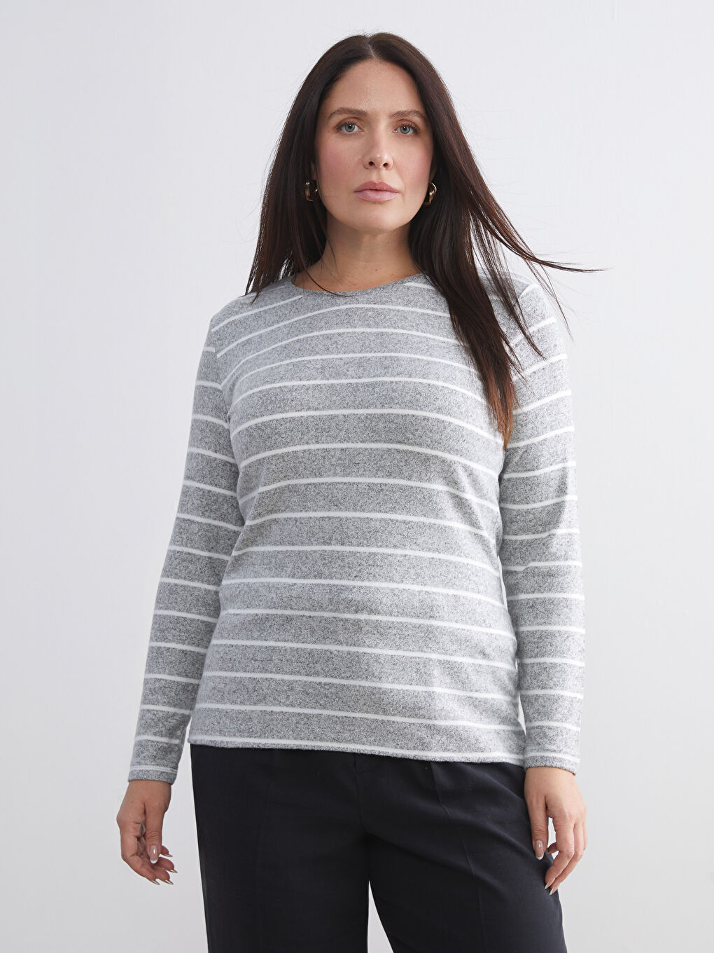 Crew Neck Striped Women's T-Shirt-1