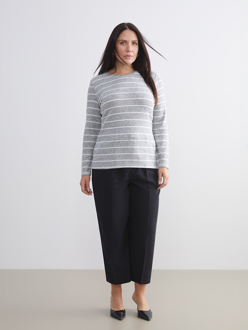 Crew Neck Striped Women's T-Shirt-5